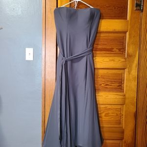 Strapless poly chiffon bridesmaid dress w/sash